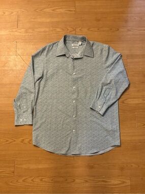 Bugatchi Classic Long-Sleeve Button-Up Shirt in Green Print